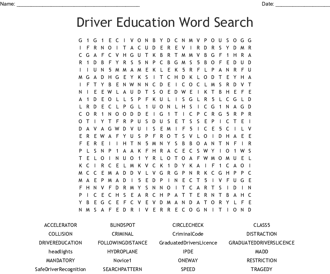 drivers ed hidden message worksheets answers